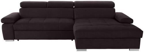 Ecksofa Mit Bettkasten Perry Aubergine 292x183 Cm - Silberfarben/Aubergine, Design, Textil (292/183cm) - Livetastic