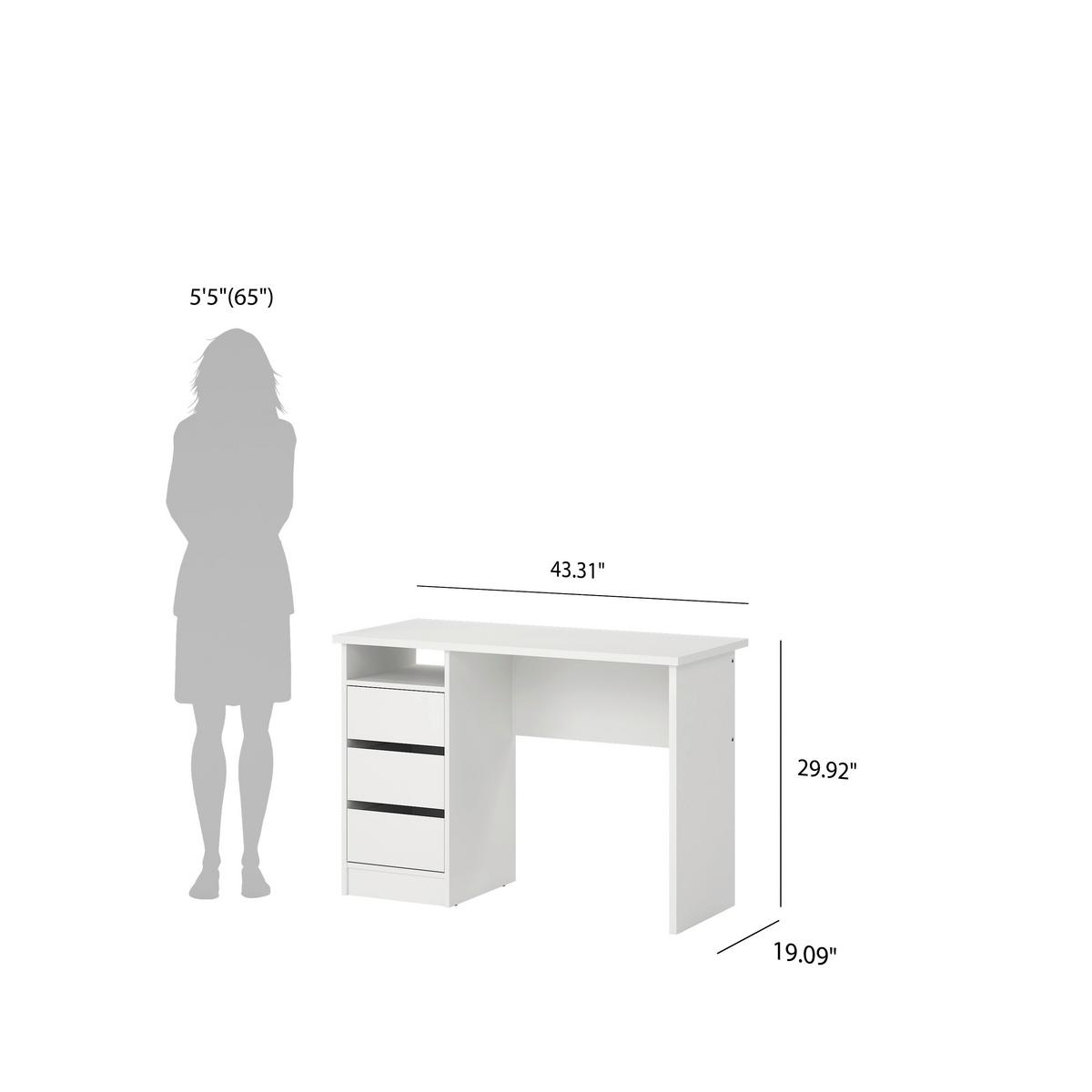 Schreibtisch Function Plus, Weiß, L: 110 cm - Weiß, MODERN, Holzwerkstoff (110/48,5/76cm) - MID.YOU
