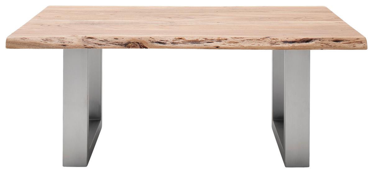 Couchtisch Holz Massiv Cartagena Akazie/Edelstahlf. - Edelstahlfarben/Akaziefarben, MODERN, Holz/Metall (110/45/70cm)