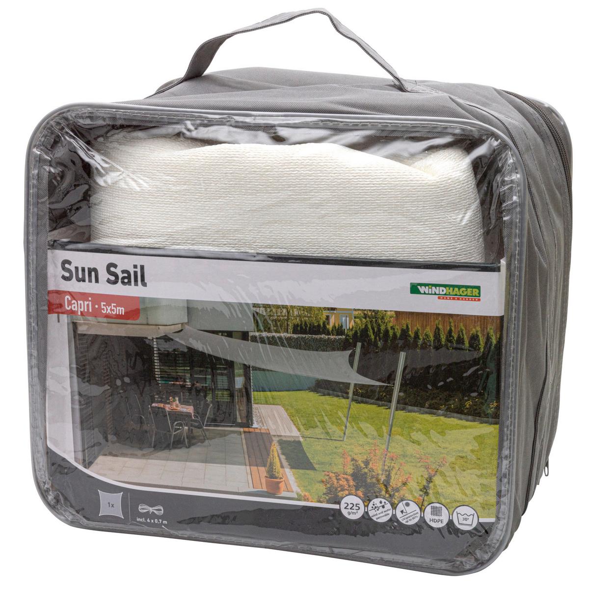Sonnensegel Quadrat 5x5 m Capri QU - Weiß, Basics, Kunststoff (500/500cm) - Windhager