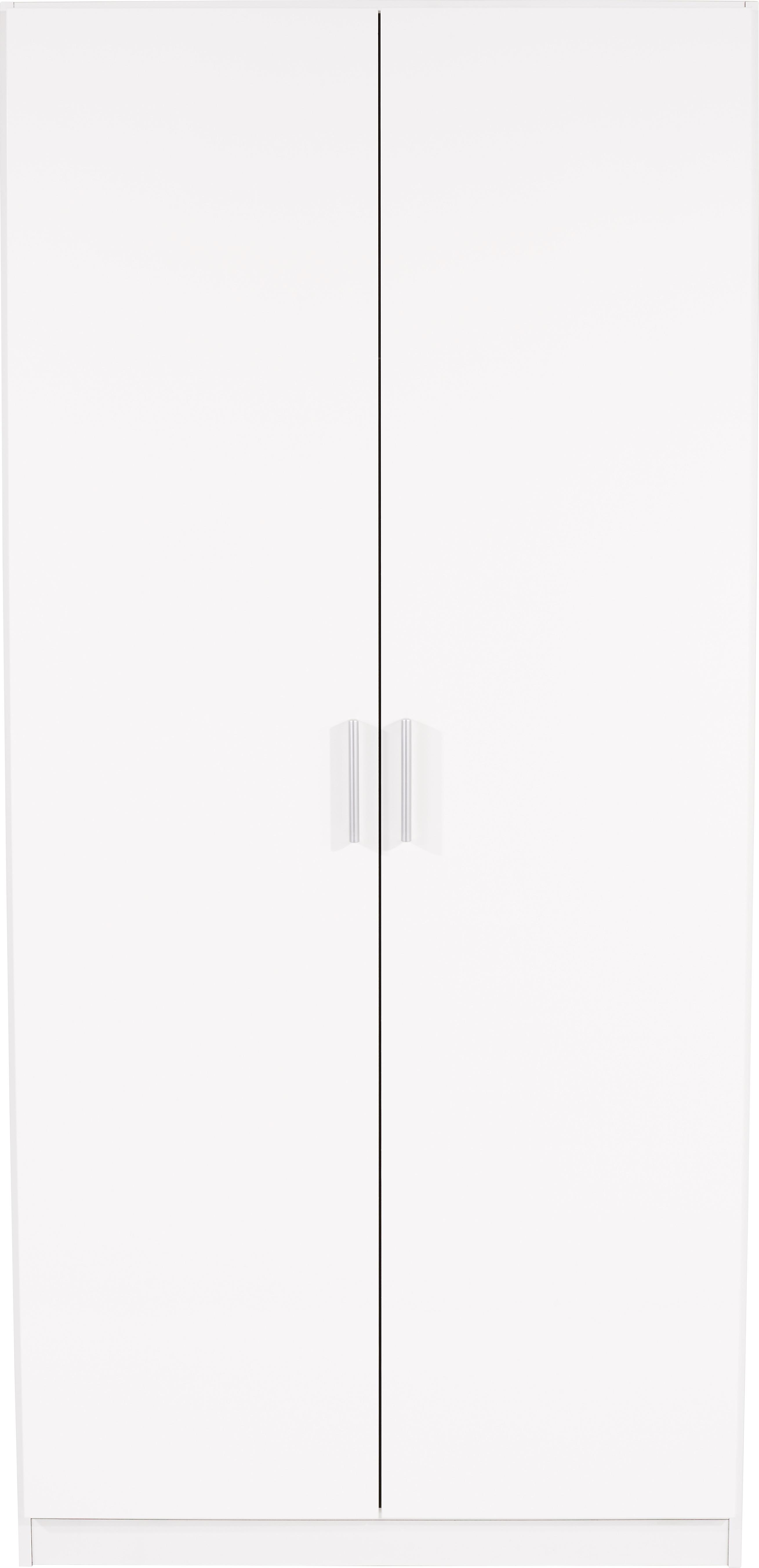 Drehtürenschrank 91cm Celle, Weiß - Weiß Hochglanz/Weiß, MODERN, Holzwerkstoff (91/197/54cm)
