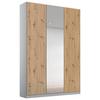 Drehtürenschrank Mit Spiegel 136 cm Alabama Extra Hellgrau - Transparent/Hellgrau, MODERN, Holzwerkstoff (136/229/54cm)