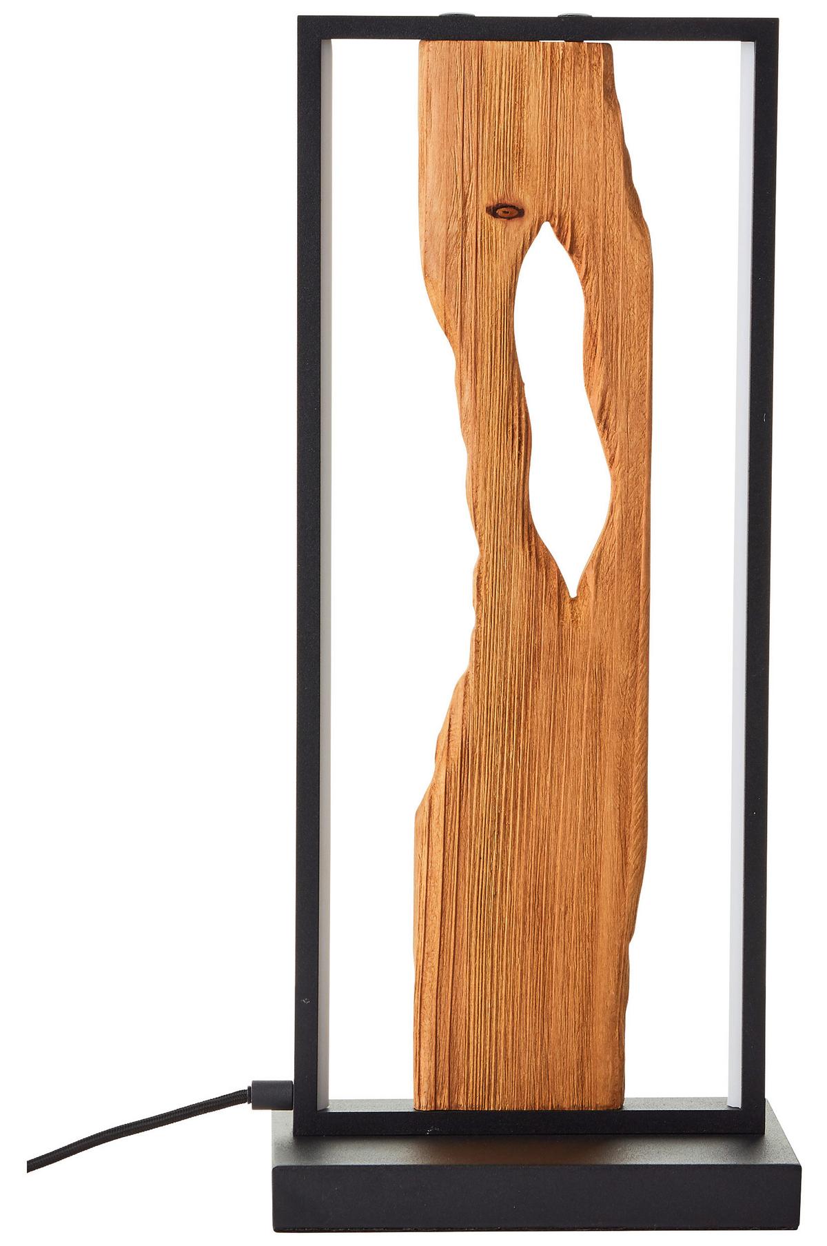Led-tischlampe Chaumont Braun/ Schwarz Mit Schnurschalter - Schwarz/Braun, Design, Holz/Metall (22/15/50cm) - Brilliant