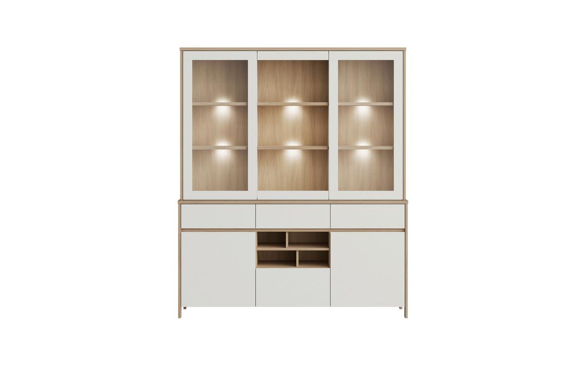 Buffet Stranda Weiß/Eiche B: 164cm - Eichefarben/Weiß, Design, Holzwerkstoff (164/195/39cm) - MID.YOU