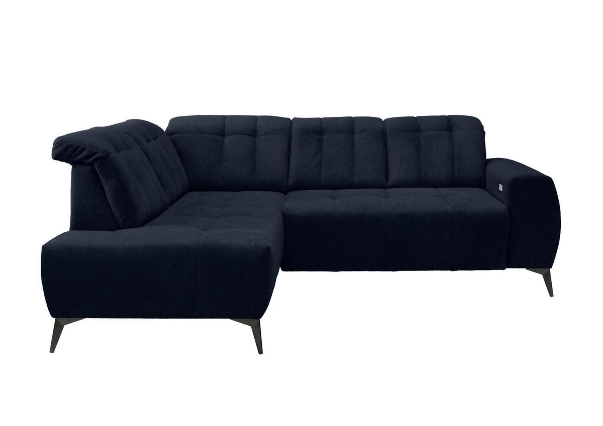 Ecksofa mit USB Anschluss Sano, Dunkelblau,s: 200x261 cm - Schwarz/Dunkelblau, MODERN, Textil (200/261cm) - Livetastic