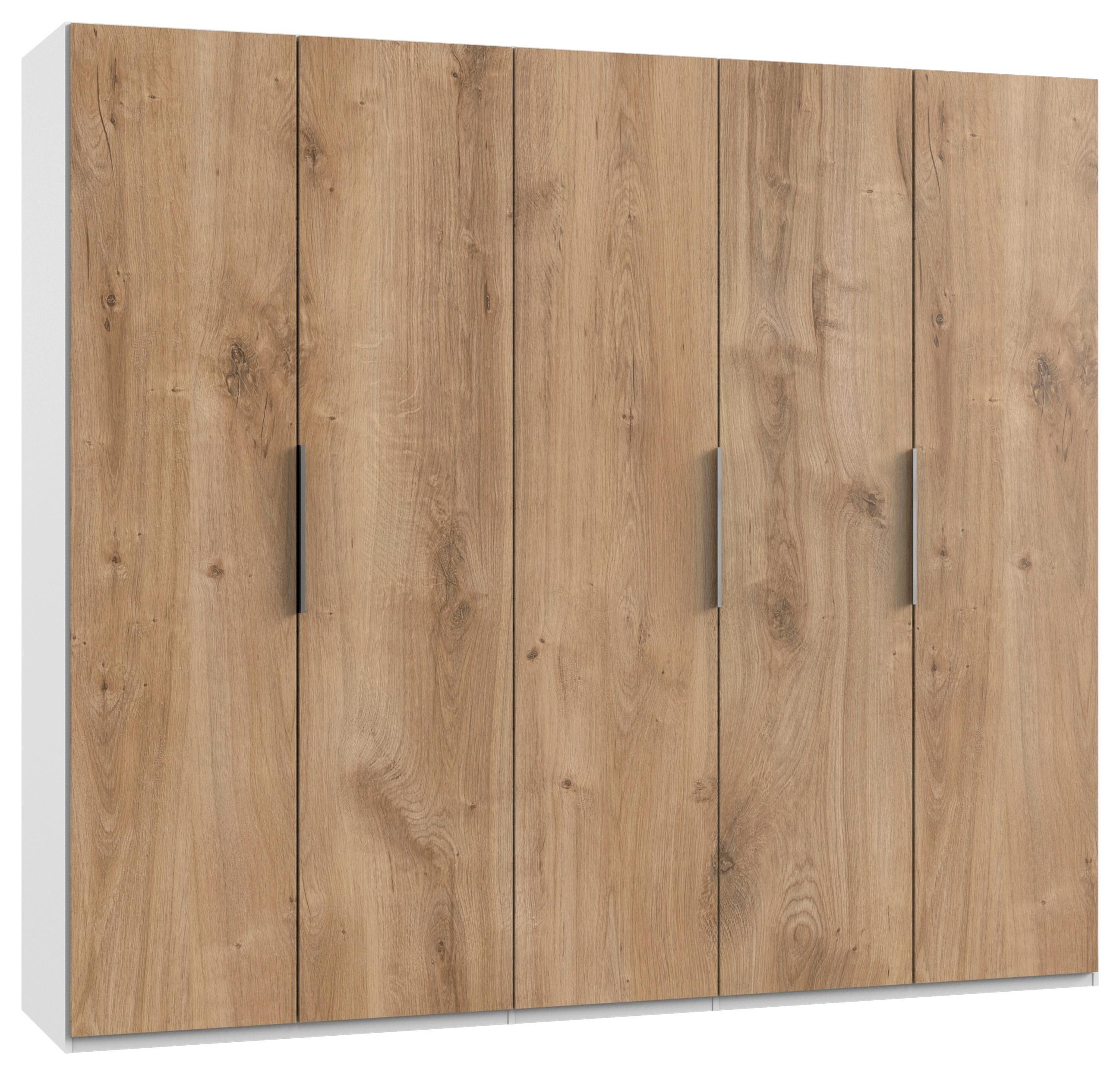 Drehtürenschrank B: 250 cm Level, Weiß/Eiche Dekor