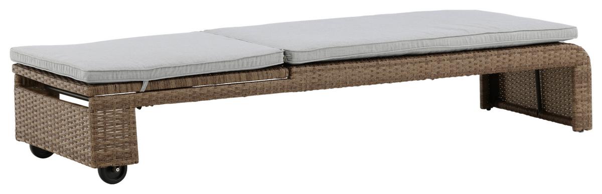 Sonnenliege London - Sandfarben/Hellbraun, KONVENTIONELL, Kunststoff/Textil (60/32/196cm) - Gardenson