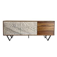 Sideboard Sheeshamfarben B: 175cm - Sheeshamfarben/Schwarz, Natur, Holz (175/71/40cm) - Livetastic