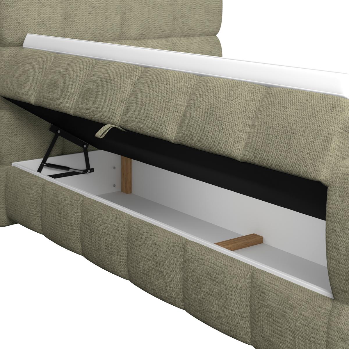 Boxspringbett Brisbane inkl. Bettkasten 120x200 - Schwarz/Grün, Trend, Holz/Holzwerkstoff (120/200cm) - Sembella