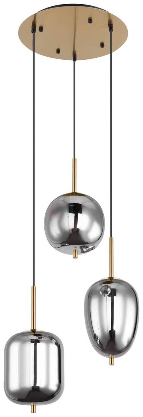 Hängeleuchte Blacky Ø 46 Cm 3-Flammig - Messingfarben, Design, Glas/Metall (46/120cm) - Globo