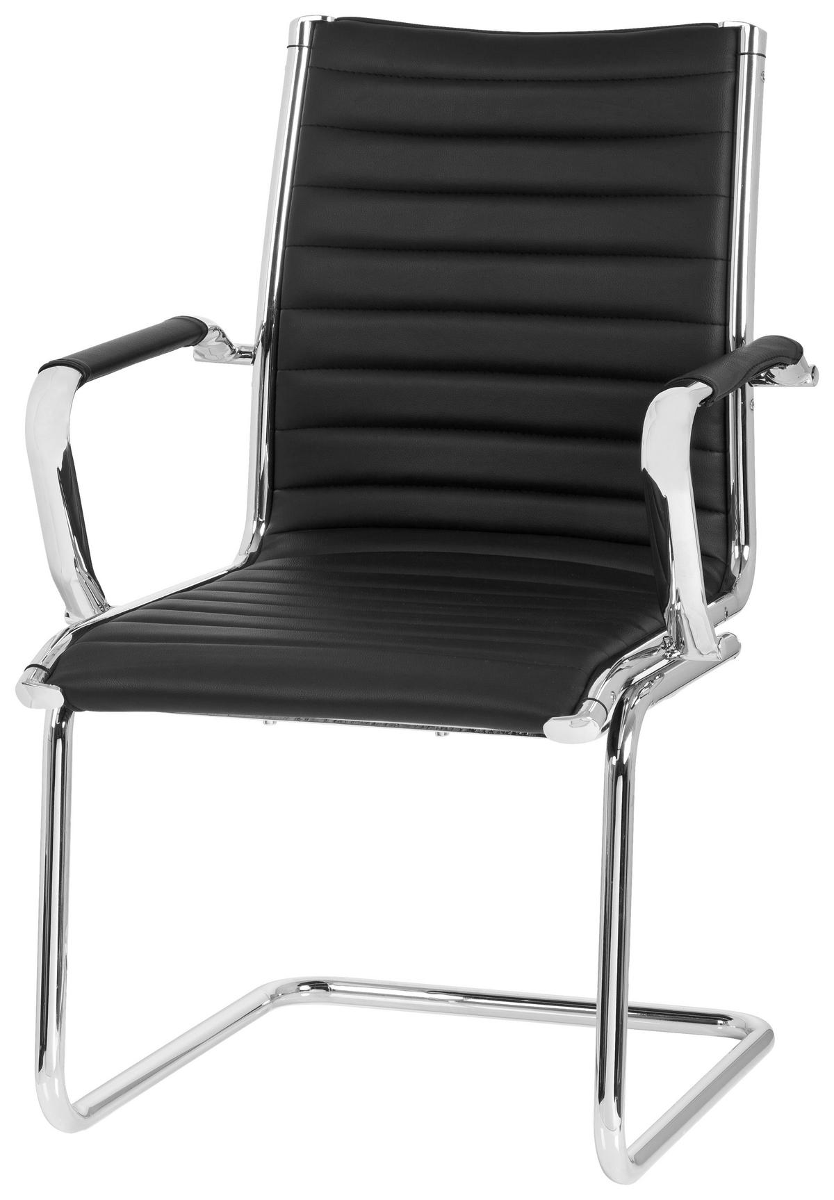 Besucherstuhl Vermona Schwarz Bis 110 Kg - Silberfarben/Schwarz, Basics, Textil/Metall (54/90/50cm) - MID.YOU