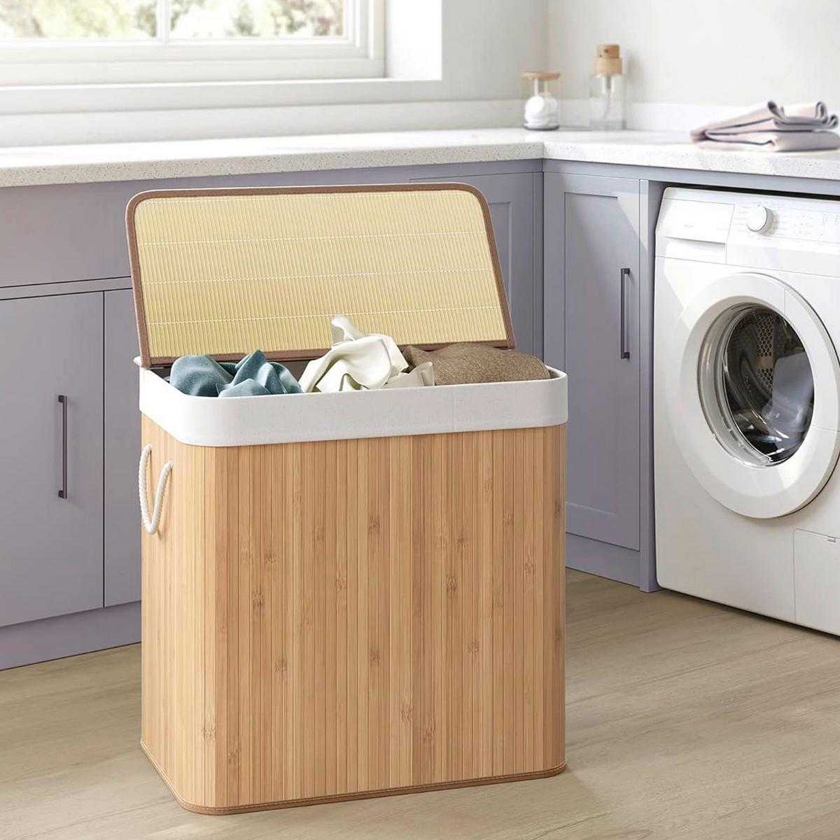 WÄSCHEKORB Falster Braun B: 60cm - Braun, MODERN, Holz/Textil (60/62,5/40cm) - MID.YOU