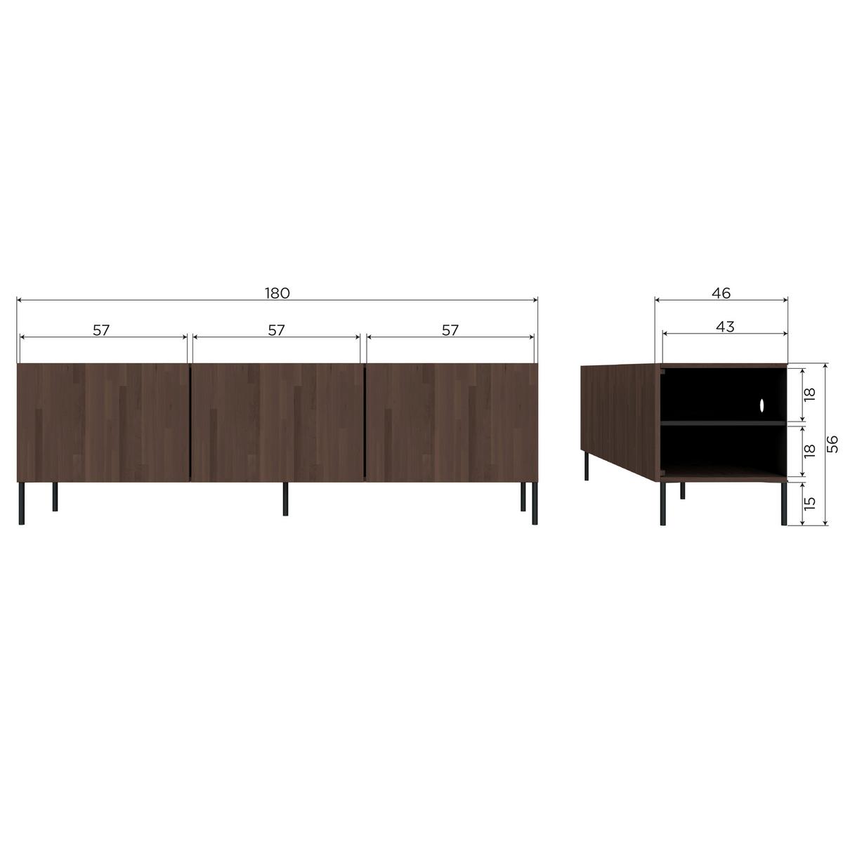 LOWBOARD Gravure Braun B: 180cm - Schwarz/Braun, Design, Holz (180/56/46cm) - Livetastic