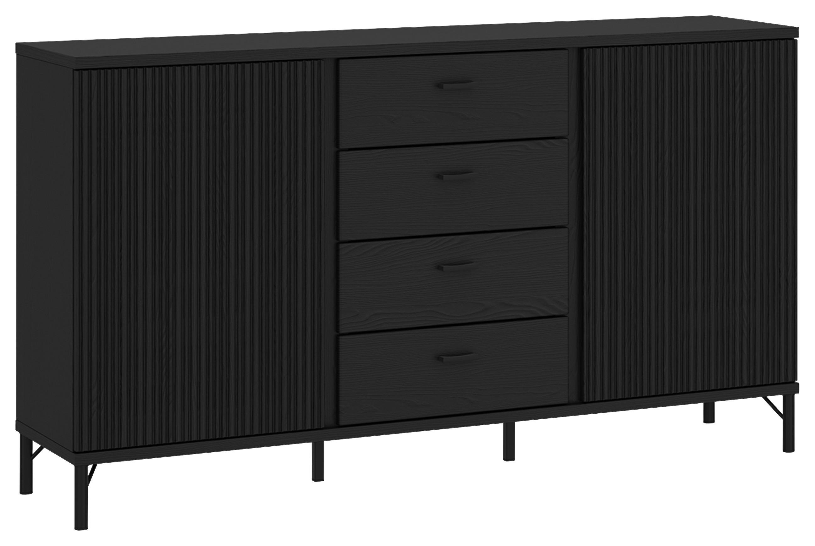 Tálalószekrény Lusaka - fekete, Trend, faalapú anyag (150/87/40cm)