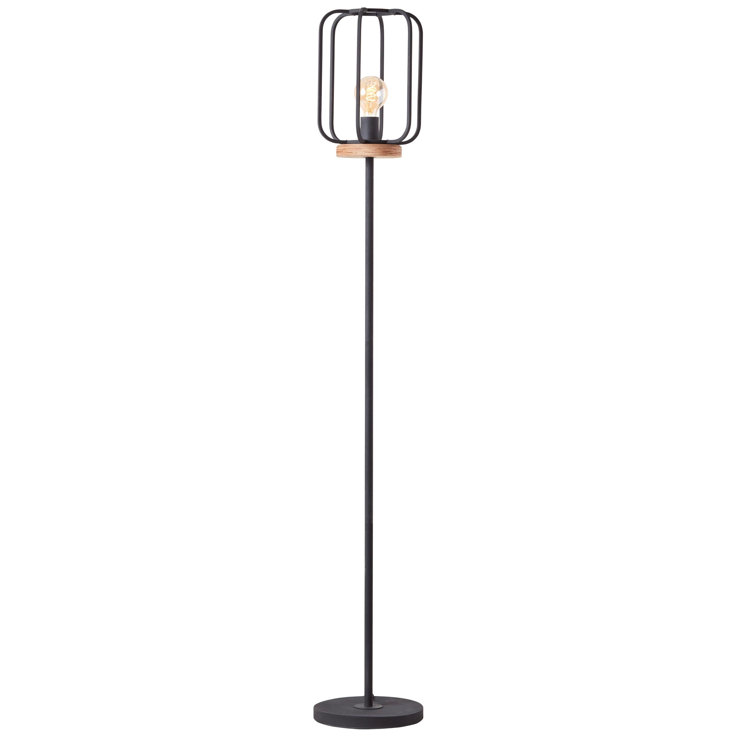 Stehlampe Holz Tosh Schwarz/Braun Industrial-Style - Schwarz/Braun, LIFESTYLE, Holz/Metall (25/162,5cm) - Brilliant