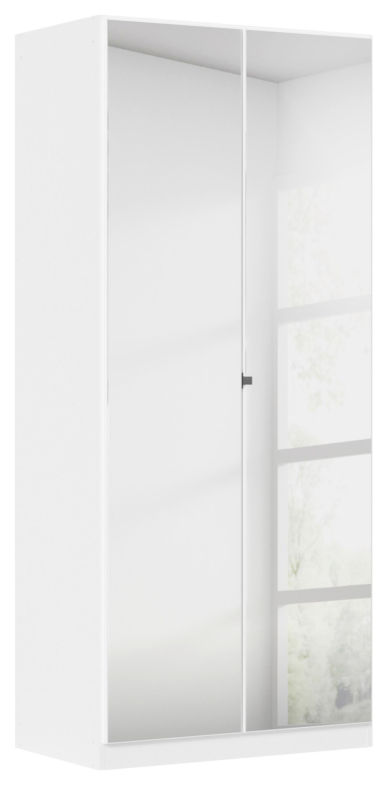 Drehtürenschrank Mit Spiegel 91 Cm Reflect, Weiß - Silberfarben/Weiß, MODERN, Holzwerkstoff (91/210/54cm)