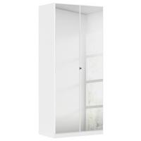 Drehtürenschrank Mit Spiegel 91 Cm Reflect, Weiß - Silberfarben/Weiß, MODERN, Holzwerkstoff (91/210/54cm)