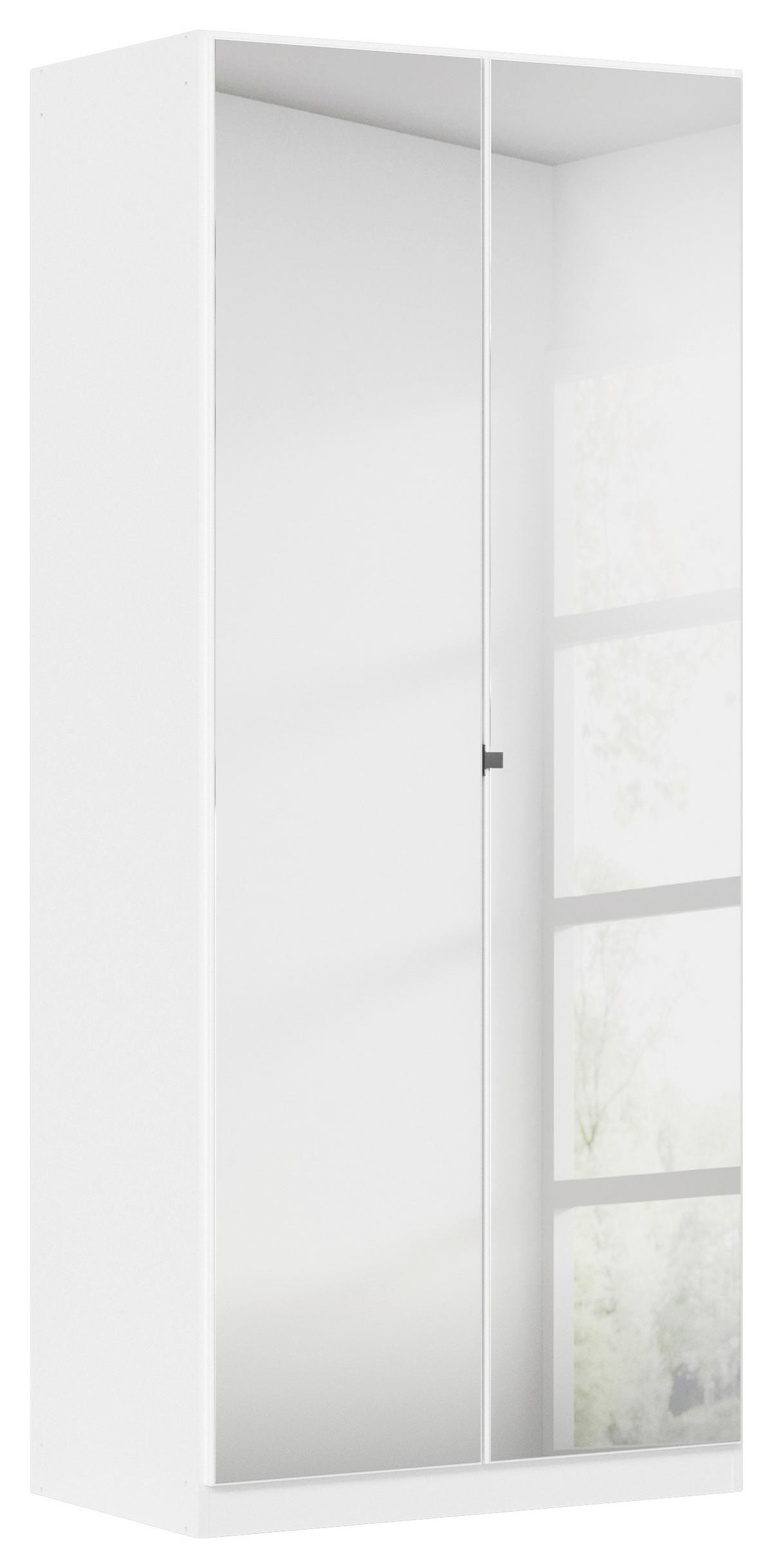 Drehtürenschrank Mit Spiegel 91 Cm Reflect, Weiß - Silberfarben/Weiß, MODERN, Holzwerkstoff (91/210/54cm)