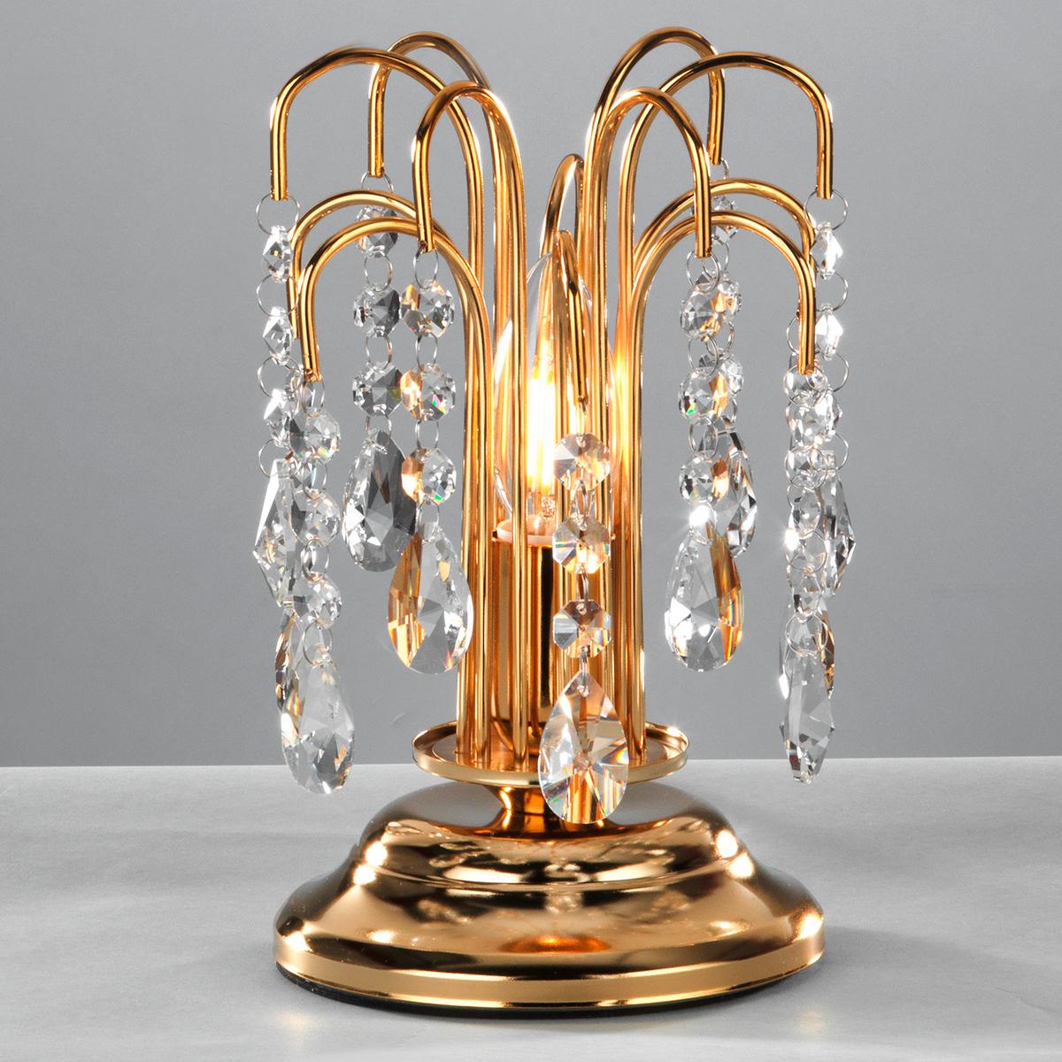 Kristall-Tischleuchte 4698/Loro - Goldfarben, KONVENTIONELL, Glas/Metall (16/23cm)