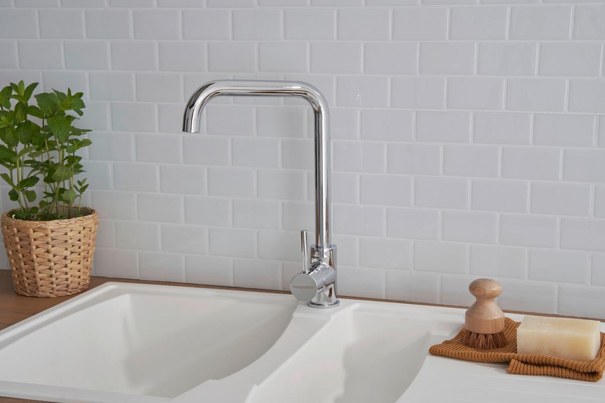 Spüle Respekta Einbauspüle Boston - Weiß, Trend, Glas/Kunststoff (100/20/50cm) - Respekta