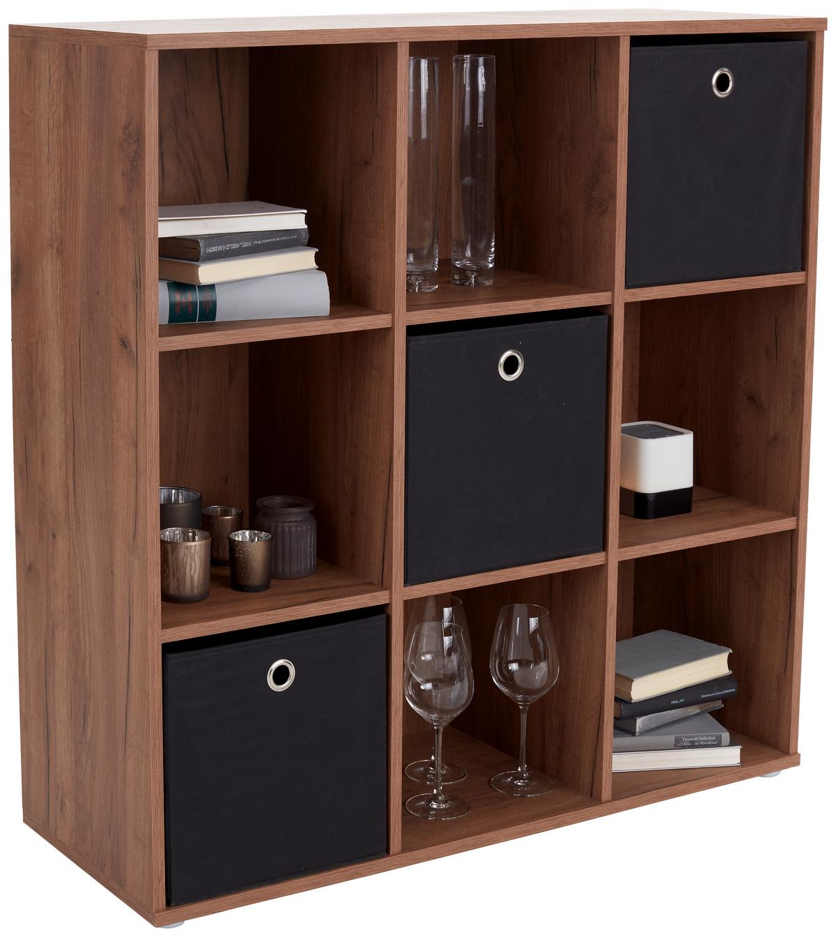Regal Carlo CLR02 B 105,5cm, Eiche Dekor - Eichefarben/Grau, MODERN, Holzwerkstoff (105,5/107,3/35,5cm)