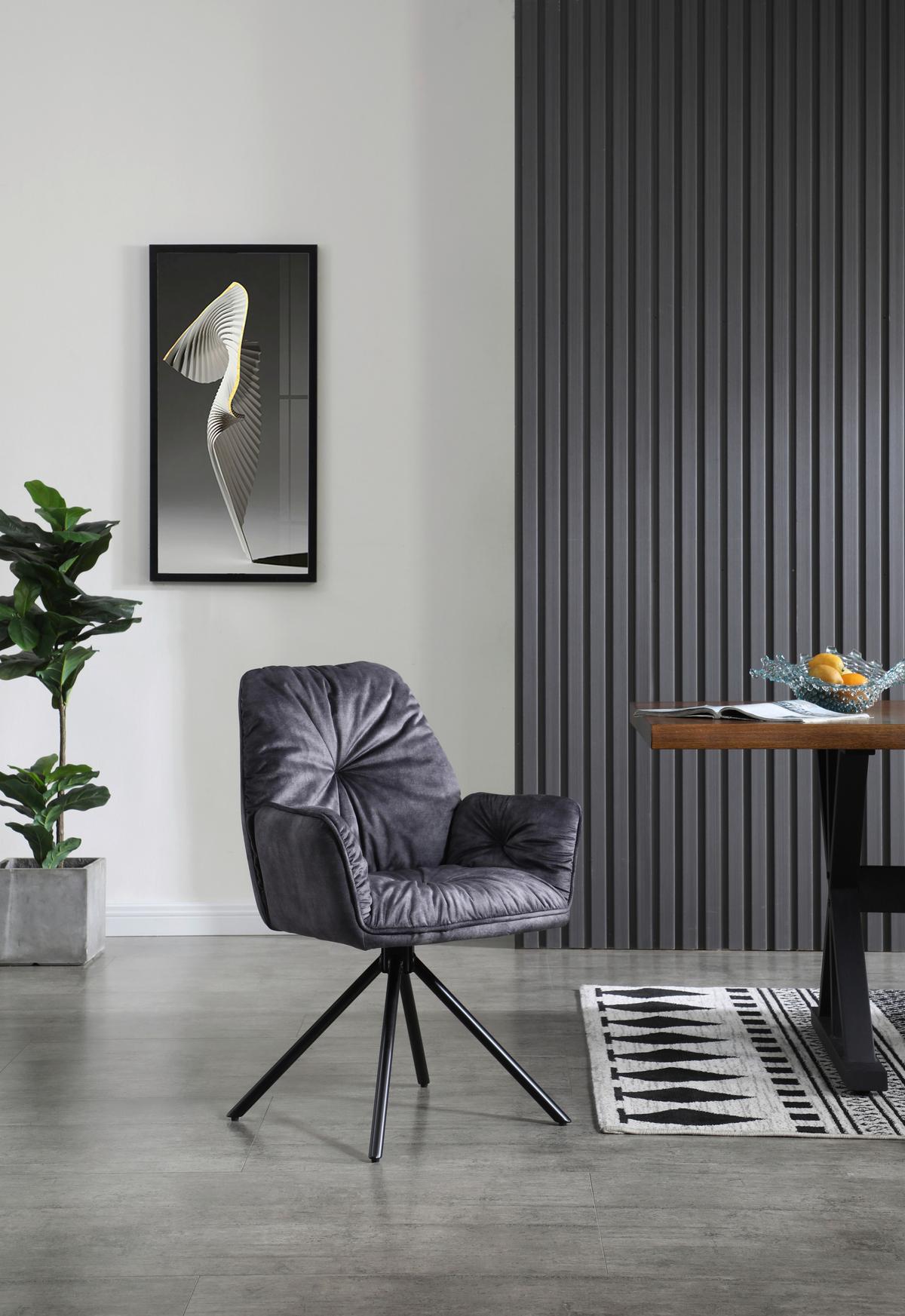 Armlehnstuhl Schwarz B: 61 Cm - Schwarz, MODERN, Textil/Metall (61/90/59cm) - Livetastic