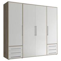 Drehtürenschrank Mit Laden 206cm Lyss Weiß/eiche Dekor - Weiß/Eiche San Remo, MODERN, Holzwerkstoff (206/194/58cm) - Livetastic