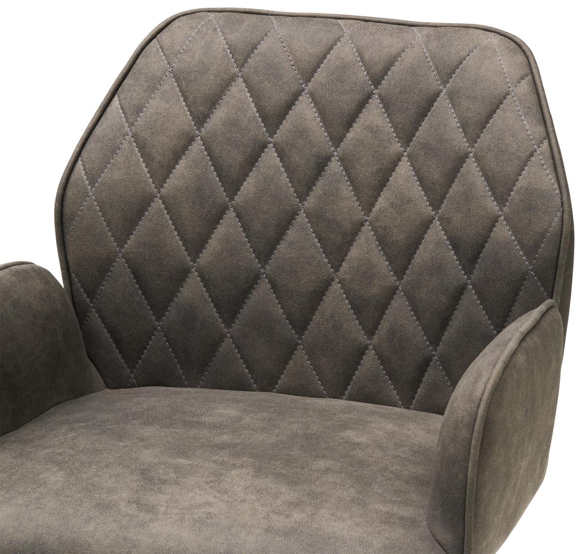 Barhocker Höhenverstellbar Mit Lehne Wanda Webstoff Grau - Schwarz/Grau, KONVENTIONELL, Textil/Metall (51/90-111/52cm) - MID.YOU
