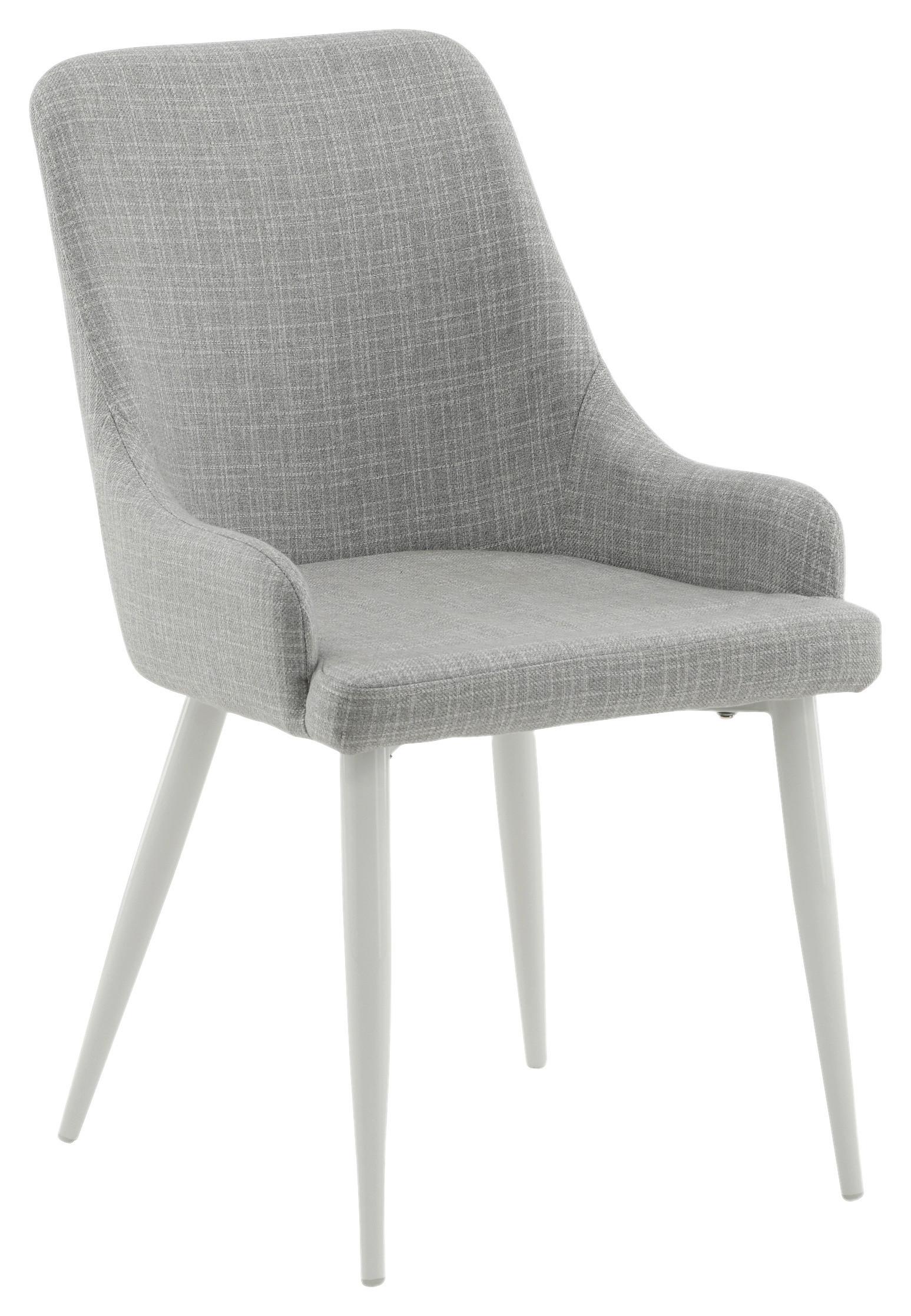 Stuhl-set Plaza Weiß/hellgrau B: 49 Cm - Hellgrau/Weiß, Design, Textil/Metall (49/86/58cm) - Livetastic