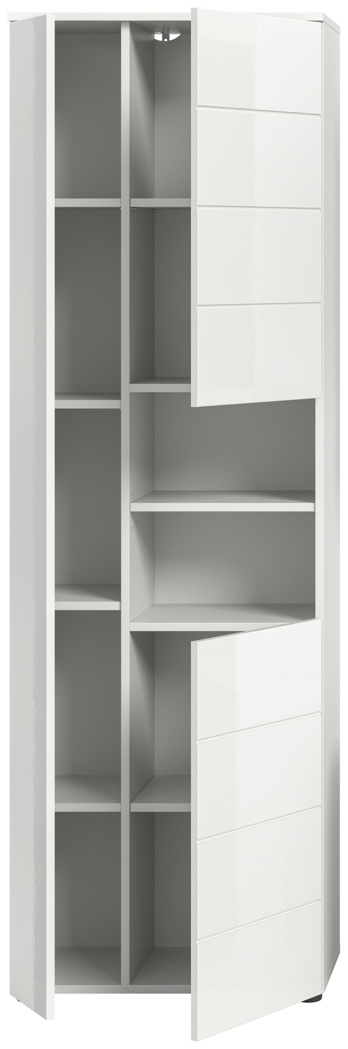 Hochschrank Vira Weiß B: 60 cm - Weiß Hochglanz/Schwarz, MODERN, Holzwerkstoff (60/190/34cm) - MID.YOU