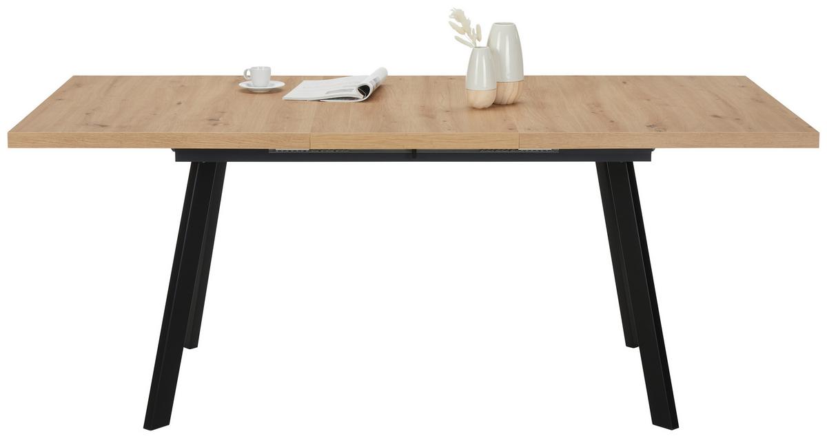VÝSUVNÝ STŮL DINNER KONZEPT 2 - černá/dub artisan, Moderní, kov/kompozitní dřevo (160-210/90/75cm) - Mömax