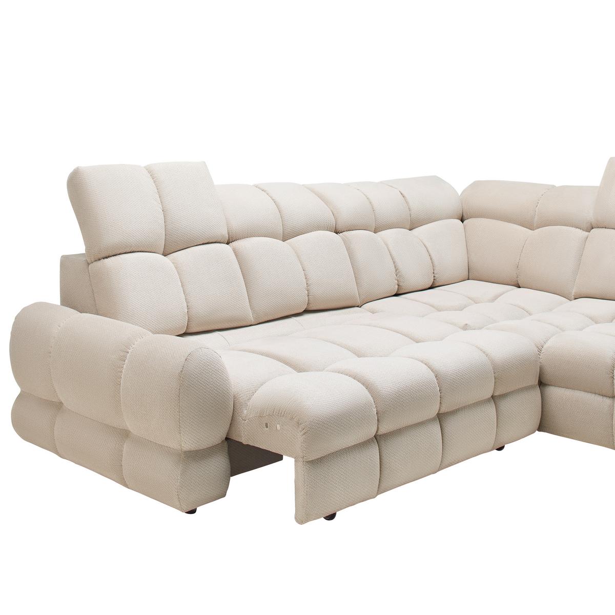 Rohová sedačka TOLLO L, pravá, béžová, elektrický výsuv - čierna/béžová, Modern, drevo/kompozitné drevo (302/217cm) - Premium Living