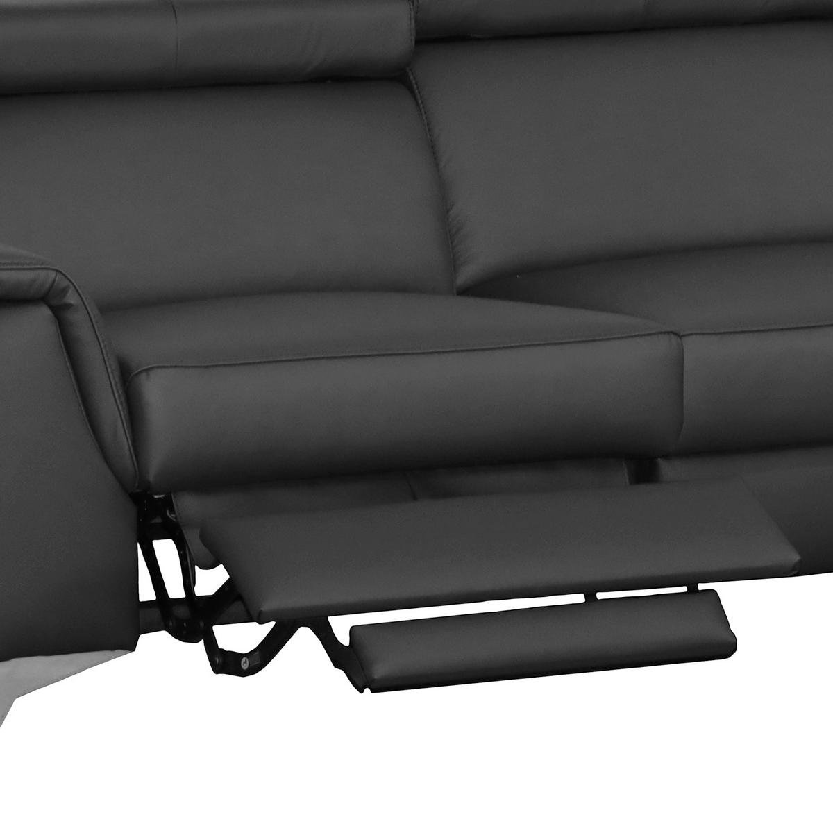 Ecksofa Lince Schwarz S: 257x197 Cm - Chromfarben/Schwarz, Design, Leder/Textil (257/197cm) - Livetastic