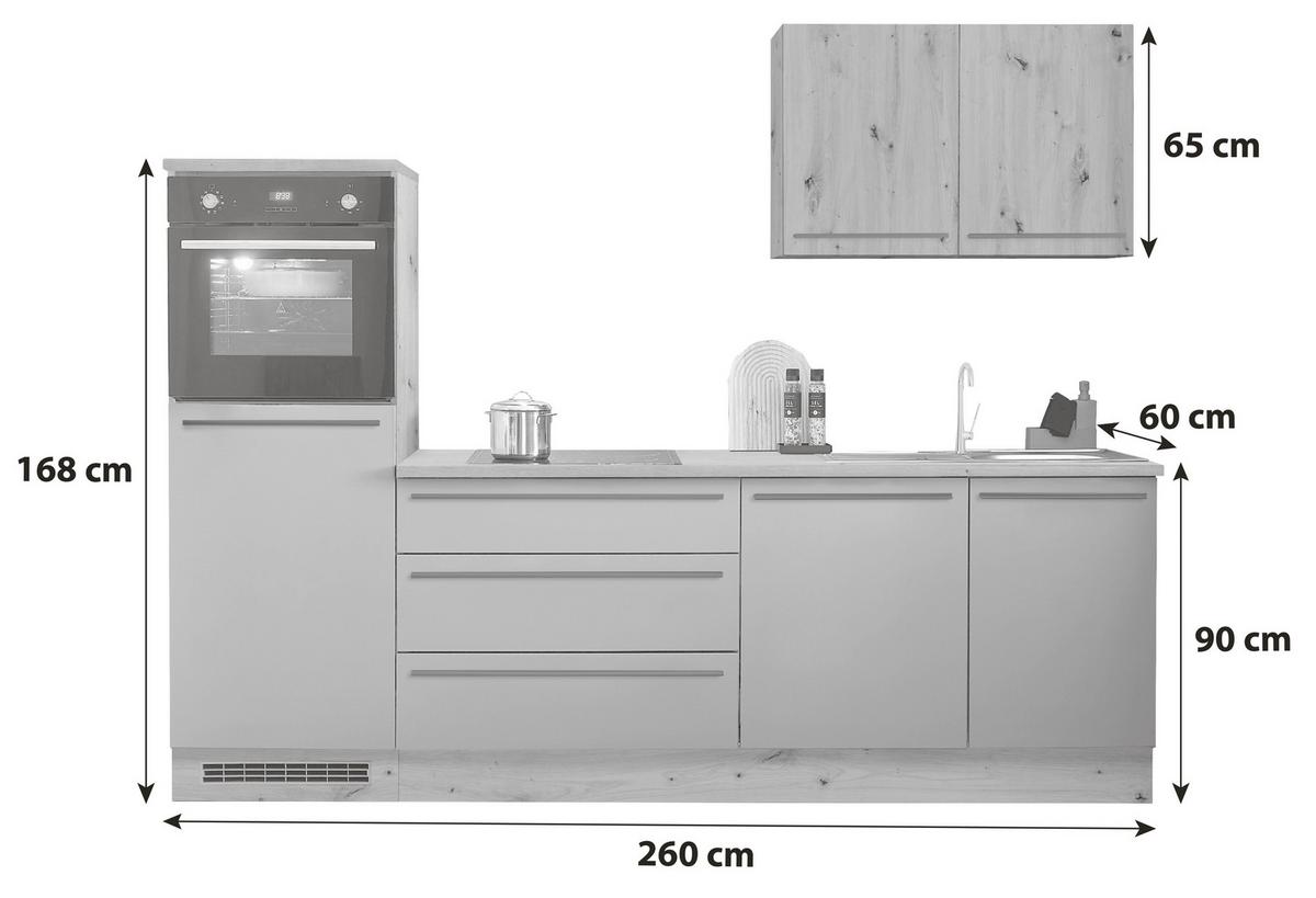 Küchenblock Toulouse Grün/Eiche Dekor B: 260 cm - Eiche Artisan/Grün, Basics, Holzwerkstoff (260cm) - P & B