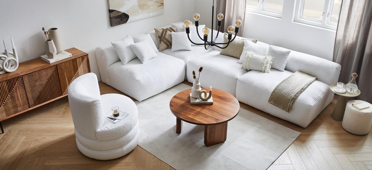 Modul Sofa Bloom B: 85 Cm Weiß - Weiß, Trend, Textil (85/70/122cm) - Livetastic
