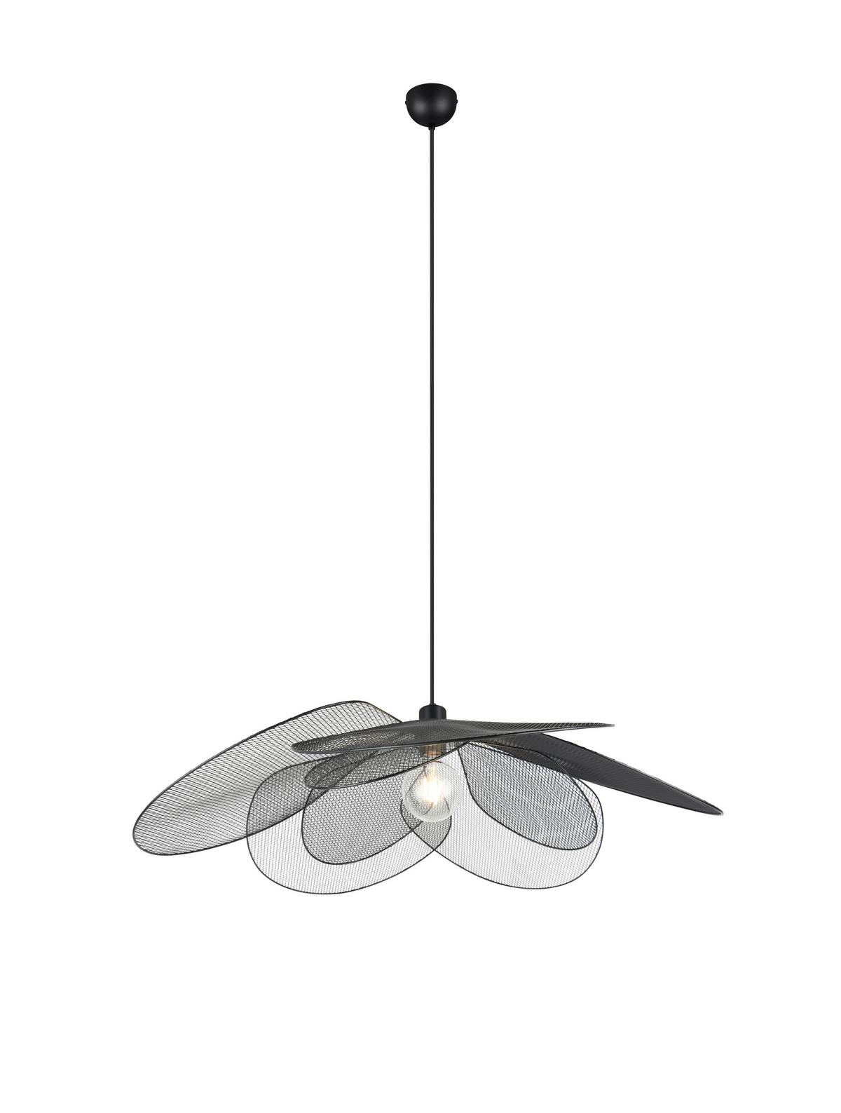 Hängeleuchte Fleure Schwarz D: 87 cm - Schwarz, LIFESTYLE, Metall (87/150cm)
