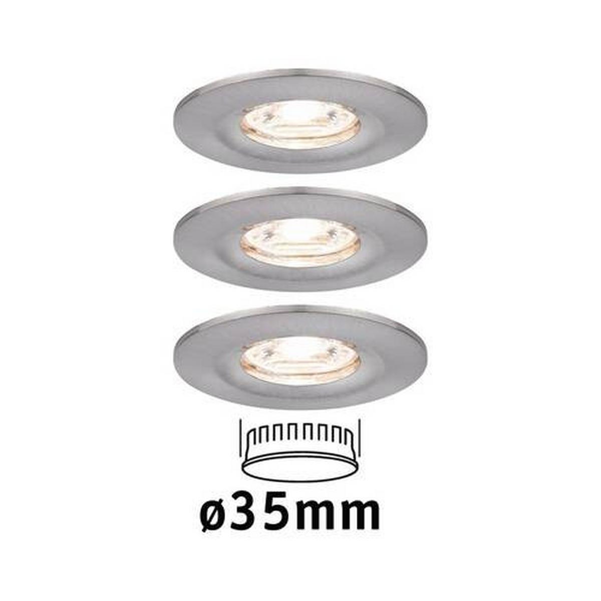 Led-deckenleuchte Ø 6,5 Cm 3er-Set Alufarben Rund - Alufarben, Basics, Metall (6,5cm) - Paulmann