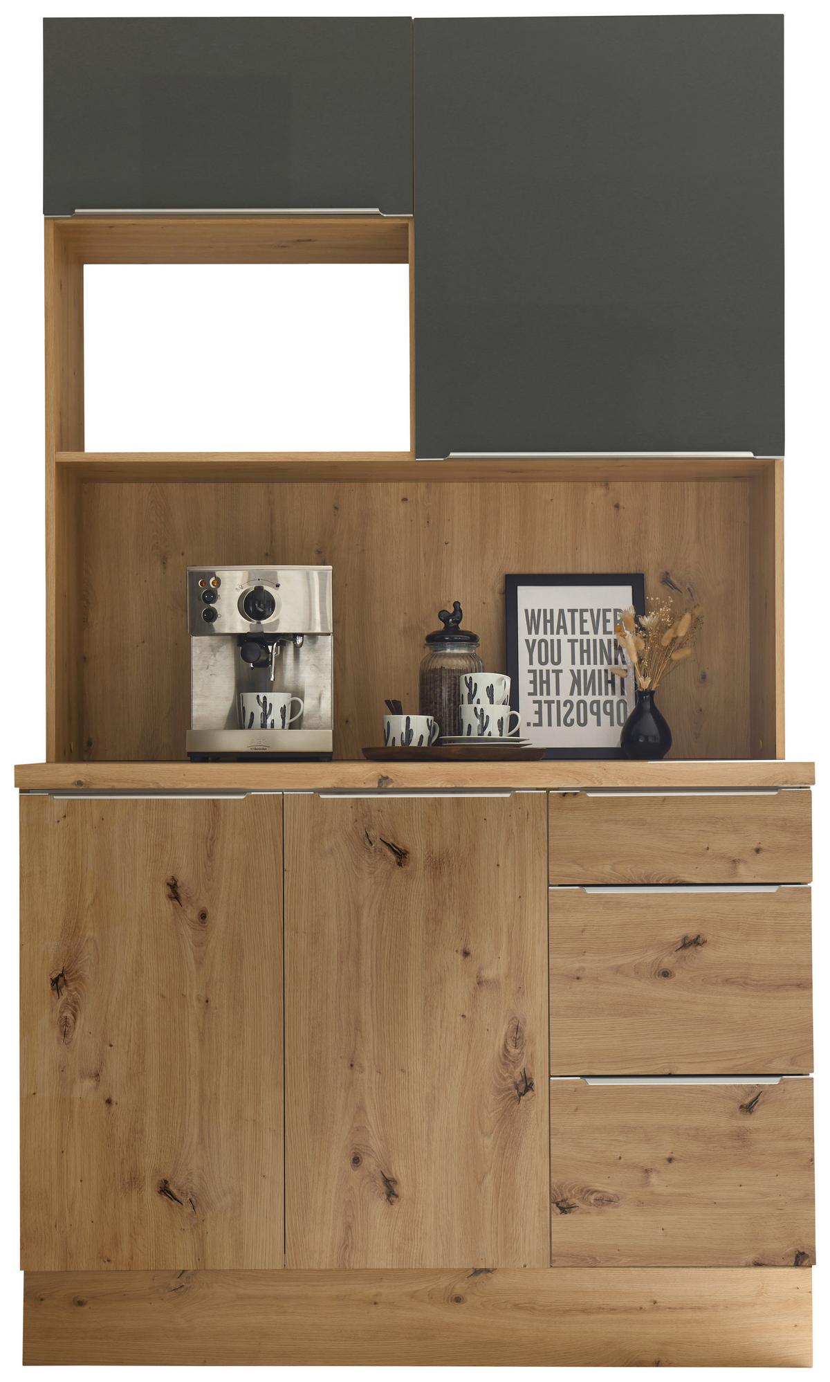 Miniküche ohne Geräte 120 cm Anthrazit/Eiche Dekor - Eiche Artisan/Grau, LIFESTYLE, Holzwerkstoff (120cm) - Respekta