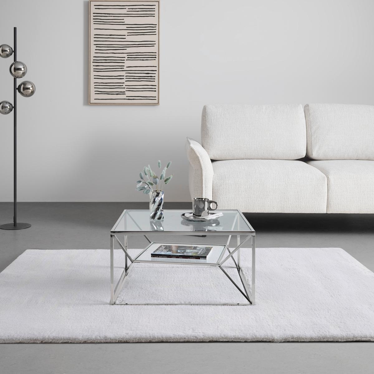 KONFERENČNÝ STOLÍK ANGEL II - chrómová, Modern, kov/sklo (70/38/70cm) - Mömax