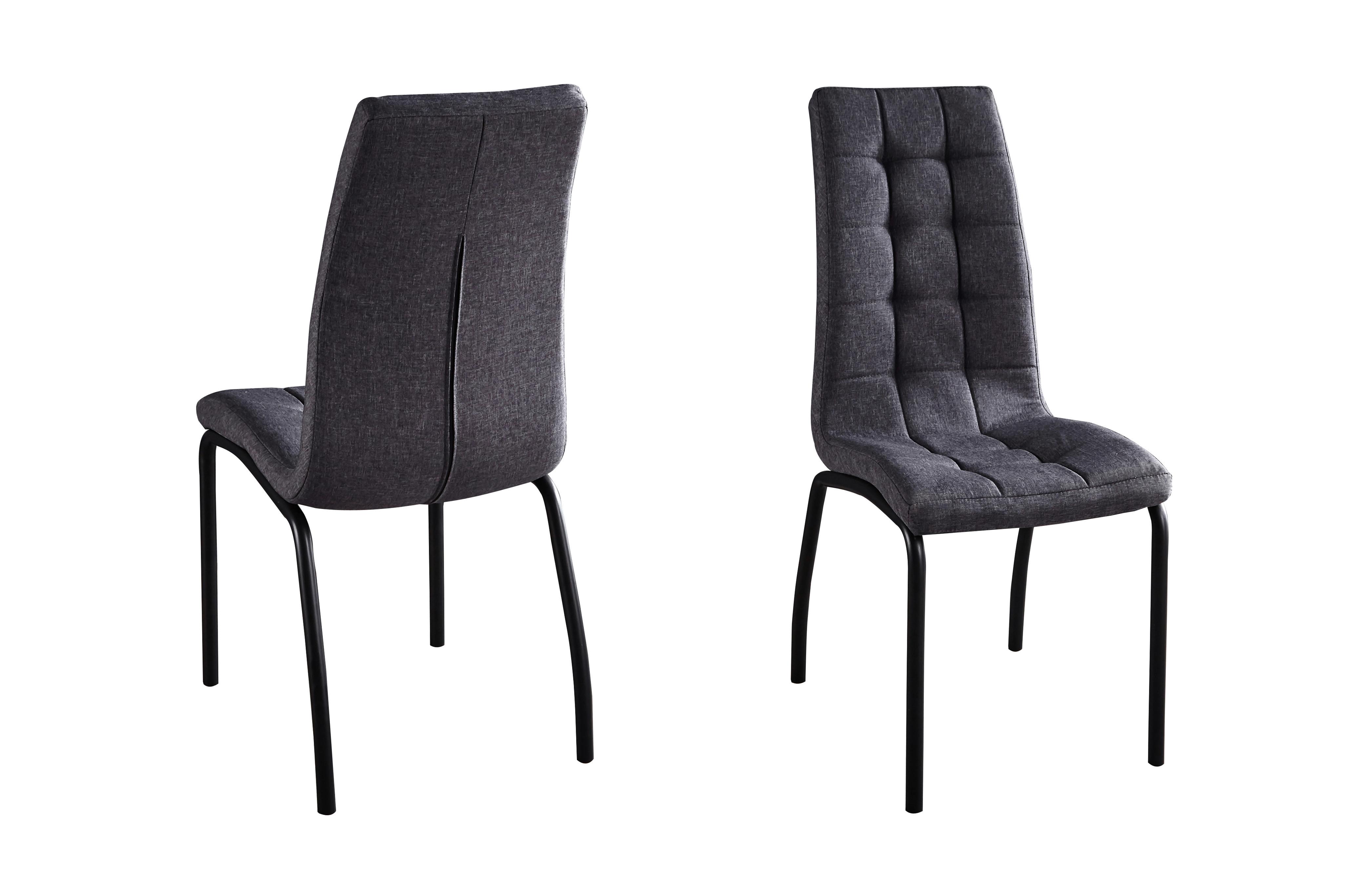 Stuhl-set Dunkelgrau, B: 42cm - Dunkelgrau/Schwarz, Design, Textil/Metall (42/103/58,5cm) - Livetastic