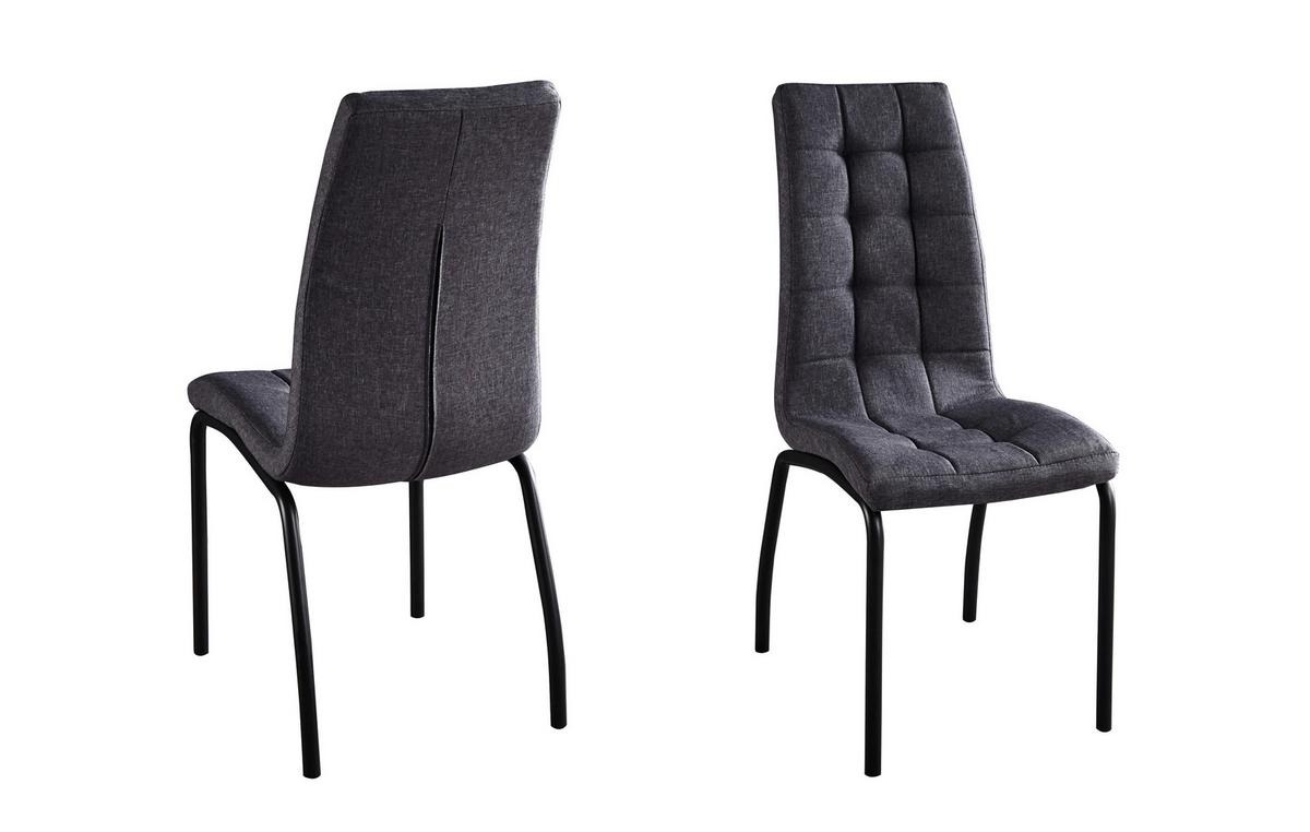 Stuhl-set Dunkelgrau, B: 42cm - Dunkelgrau/Schwarz, Design, Textil/Metall (42/103/58,5cm) - Livetastic