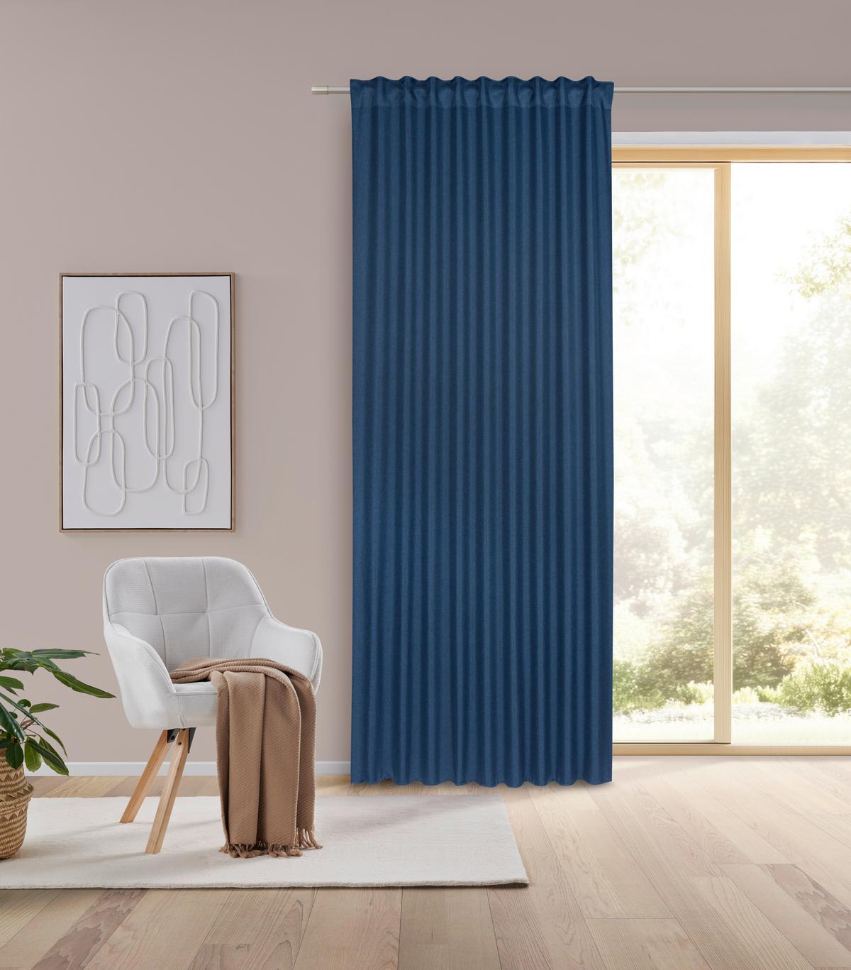 HOTOVÝ ZÁVĚS ANDI 2 KS/BAL. - modrá, Konvenční, textil (140/245cm) - Modern Living