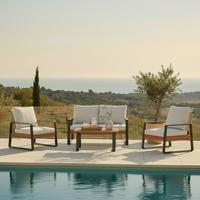 TERASOVÁ SEDACIA SÚPRAVA ALEXA - krémová/farba tíku, Modern, kov/drevo (150/81/85,5cm) - Bessagi Garden