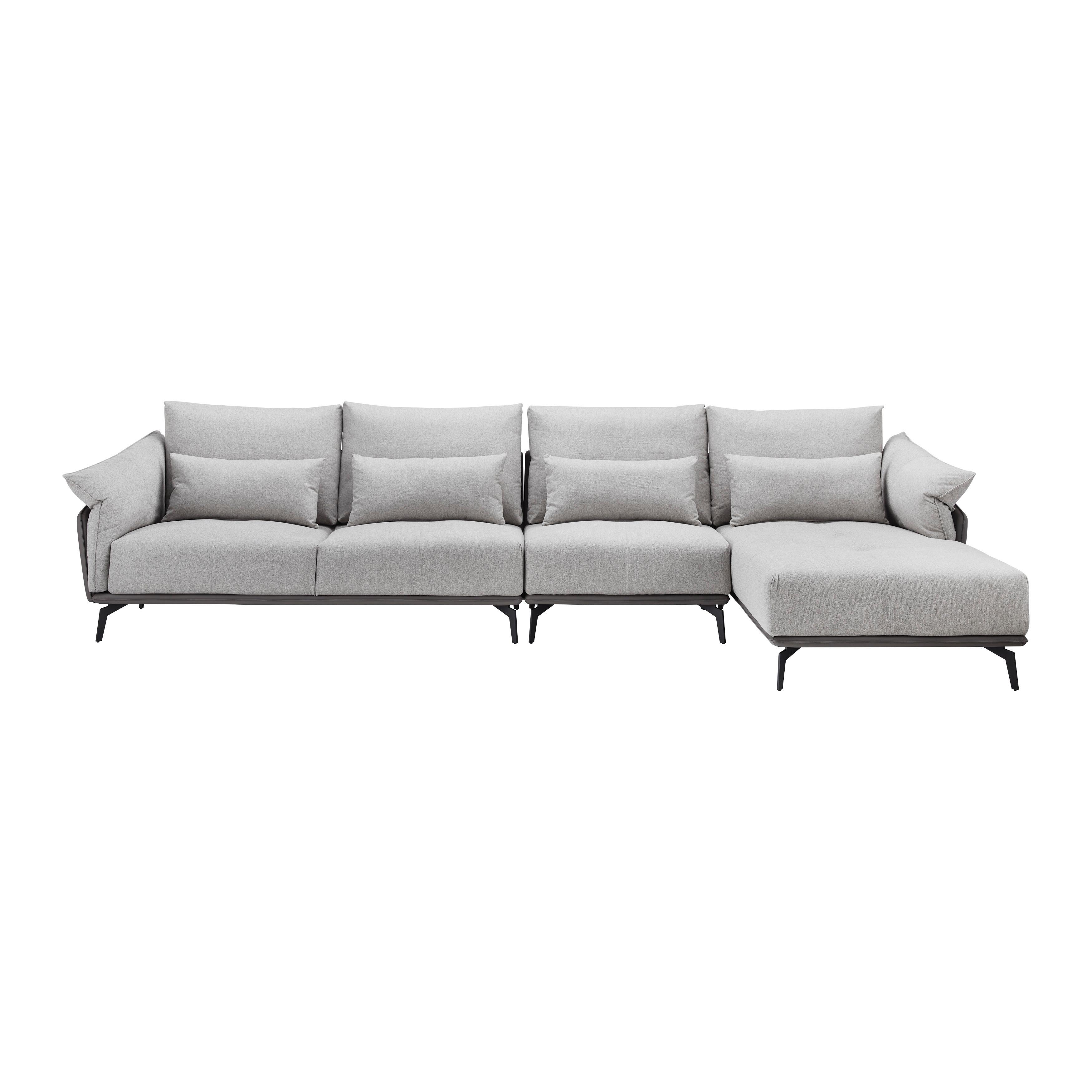 Sedací suoprava ELICIA šedá - černá/světle šedá, Moderní, kov/dřevo (364/88/172cm) - Bessagi Home