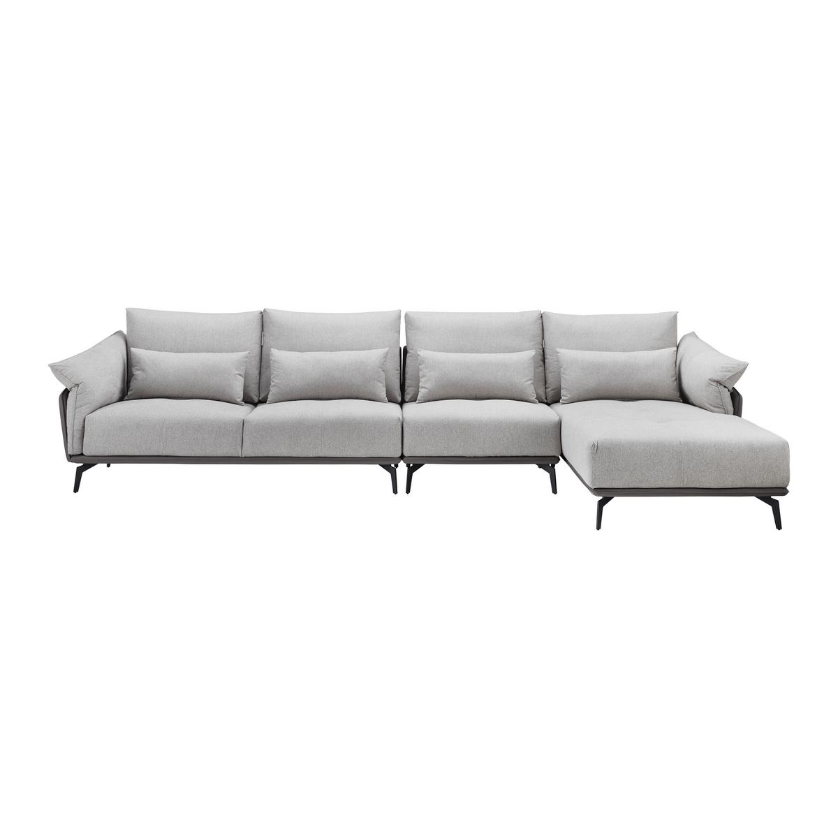 Sedací suoprava ELICIA šedá - černá/světle šedá, Moderní, kov/dřevo (364/88/172cm) - Bessagi Home