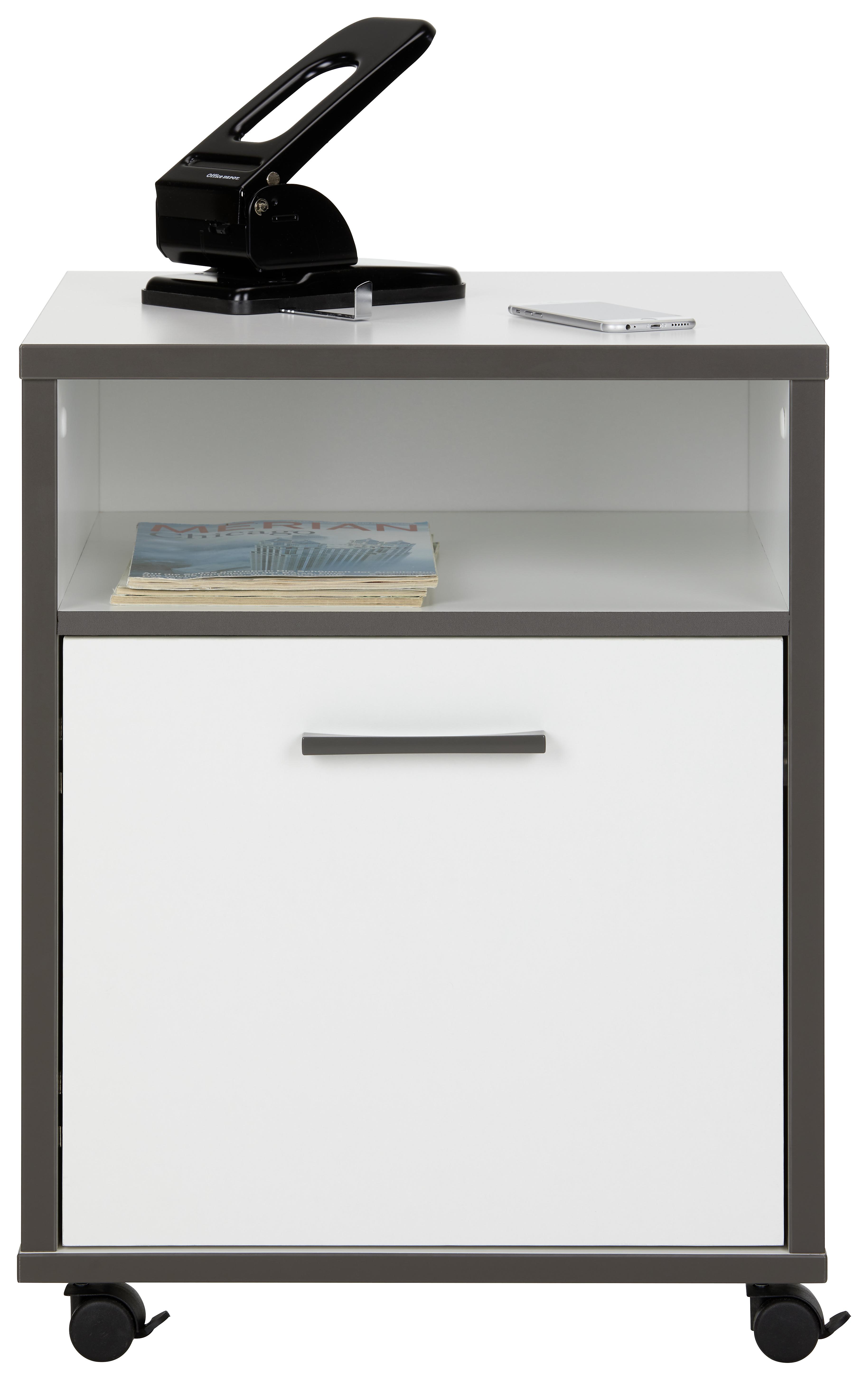 Kanc. Kontejner Na Kolečkách Keflavik -Exklusiv- - šedá/bílá, Moderní, kov/kompozitní dřevo (49,8/63,9/52,2cm) - Modern Living