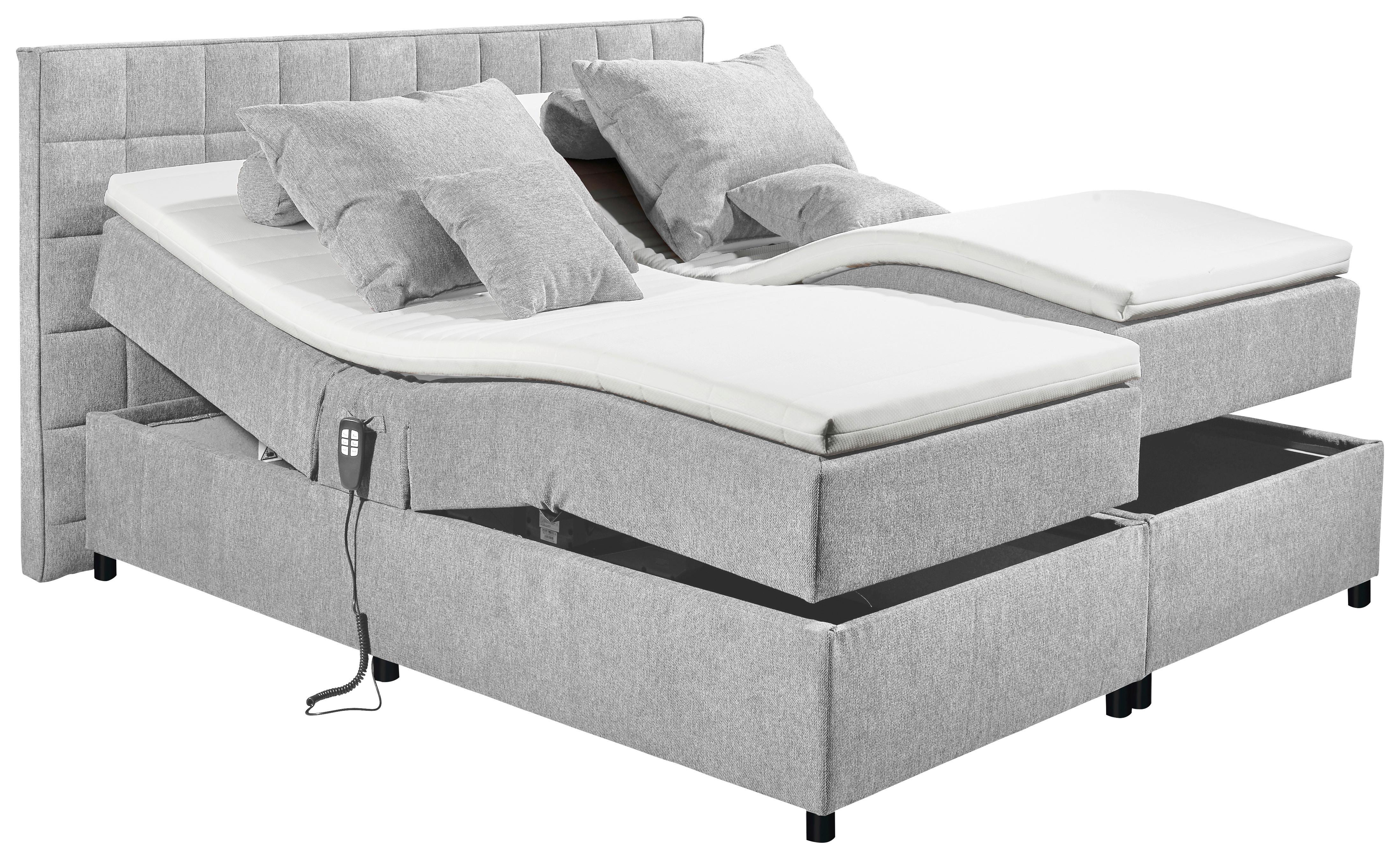 Polsterbett Verstellbar Mit Topper 180x200 Mariborsko - Silberfarben/Hellgrau, Basics, Holzwerkstoff/Textil (180/200cm) - MID.YOU