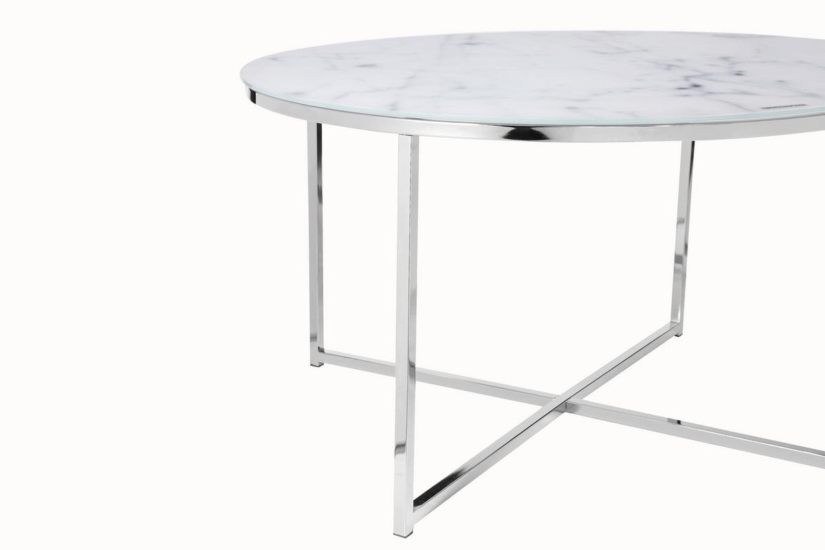 Couchtisch Weiß/chromfarben D: 80 Cm - Chromfarben/Weiß, Design, Glas/Metall (80/80/45cm) - Livetastic