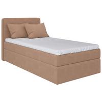 Boxbett mit Topper 120x200 Jubi - Hellbraun/Schwarz, KONVENTIONELL, Holz/Textil (120/200cm)