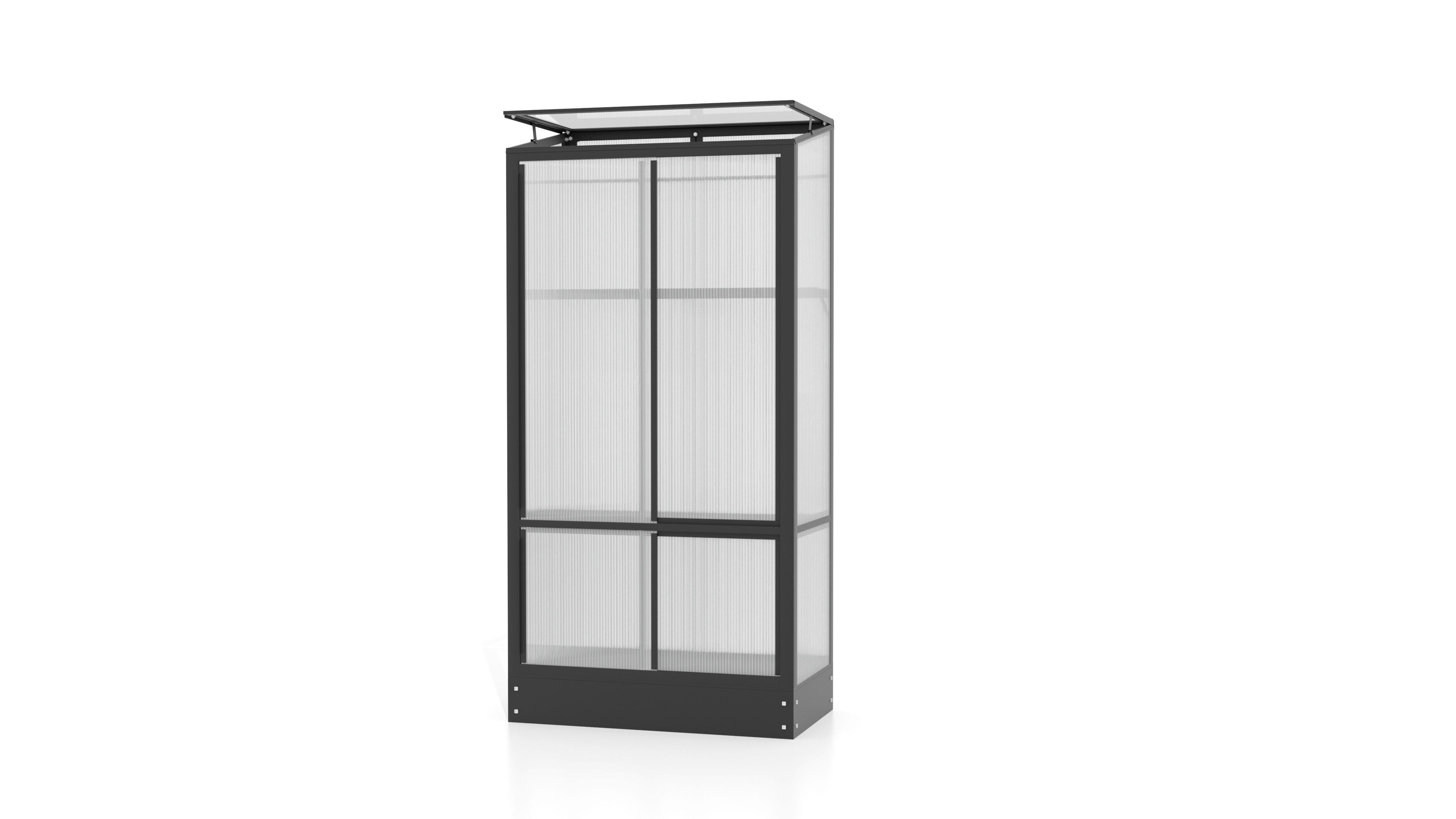 Balkon-Gewächshaus Polis Schwarz Metall H: 155,7 cm - Schwarz, Basics, Metall (81,2/155,7/42,8cm)